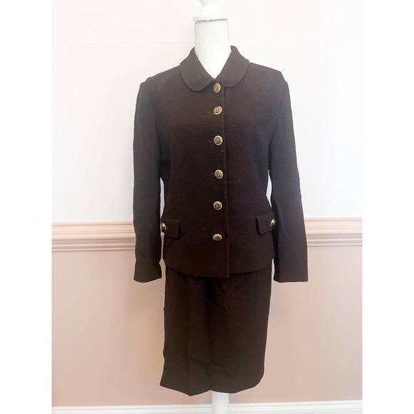 St John Collection 2 Piece Chocolate Brown Suit Size 12 - Picture 1 of 10